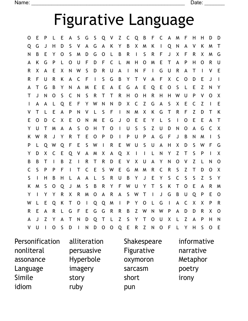 Figurative Language Word Search