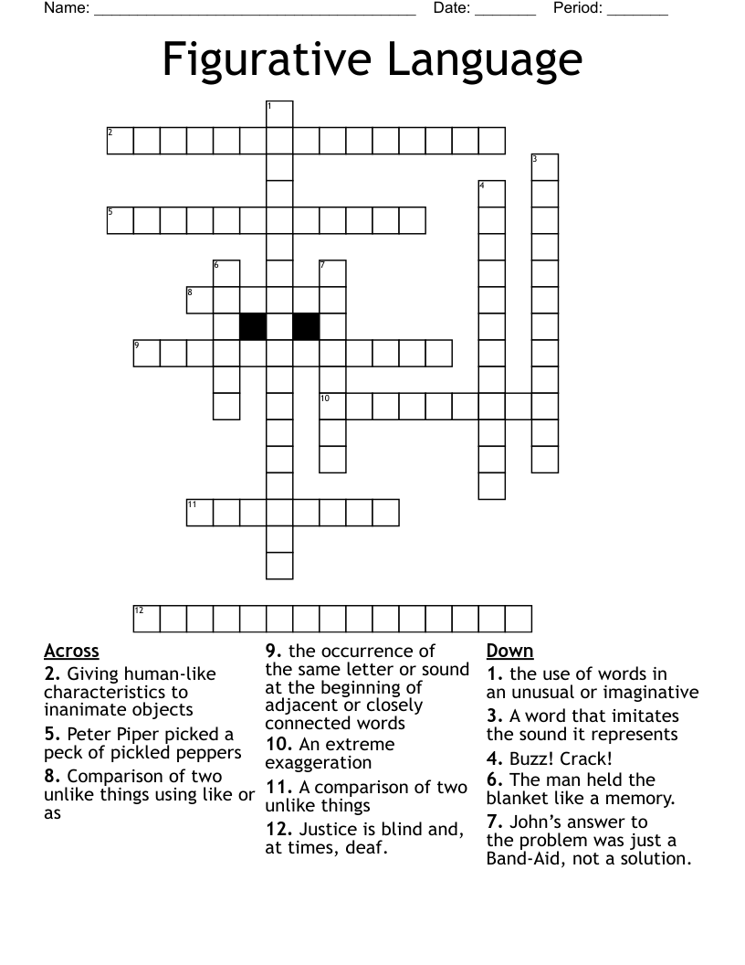 Figurative Language Crossword