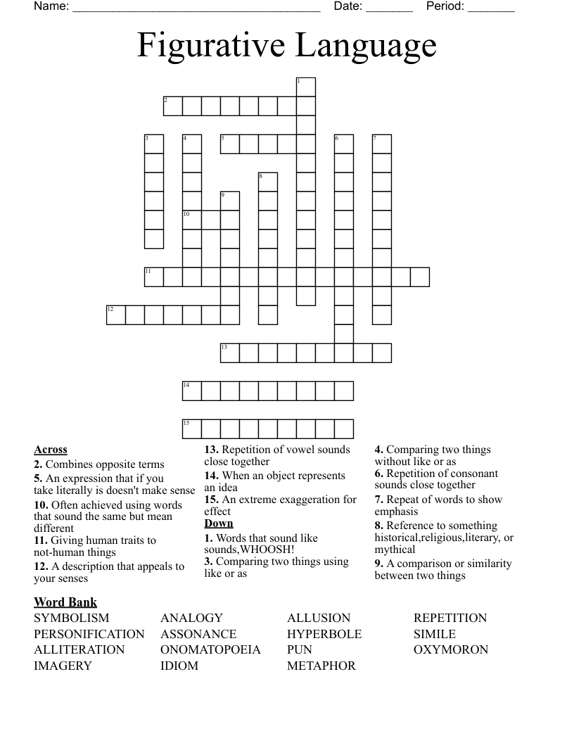 Figurative Language Crossword