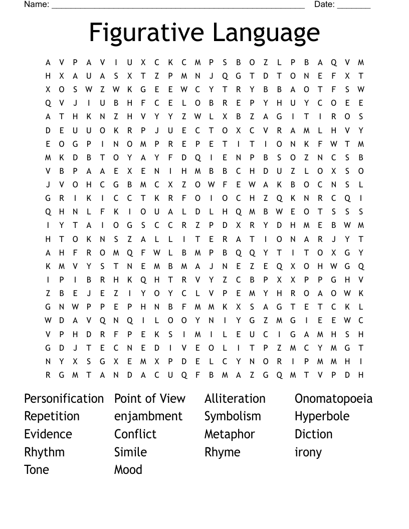 Figurative Language Word Search