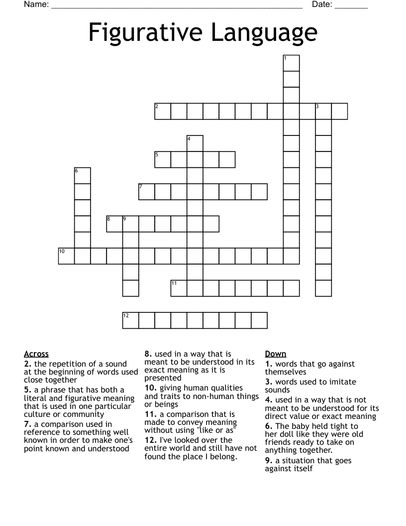 Figurative Language Crossword