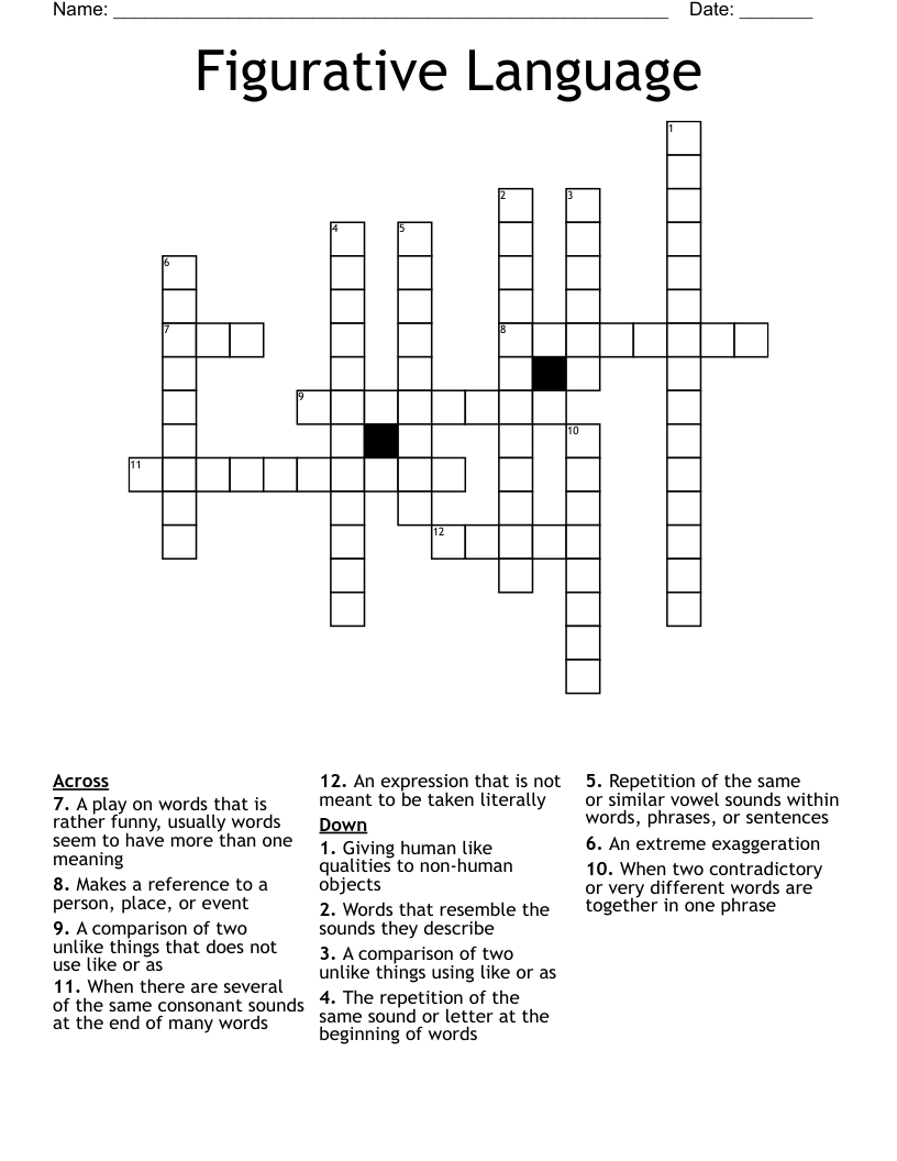 Figurative Language Crossword