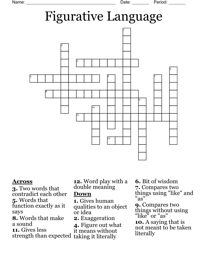 Figurative Language Crossword