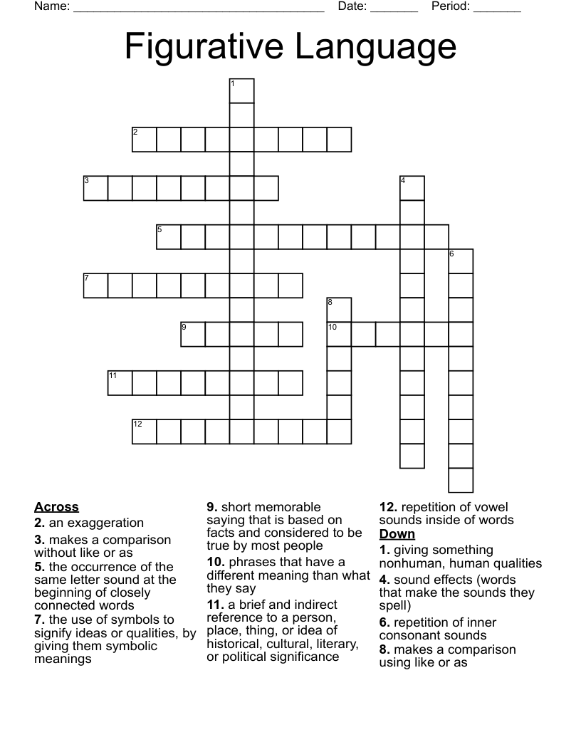 Figurative Language Crossword