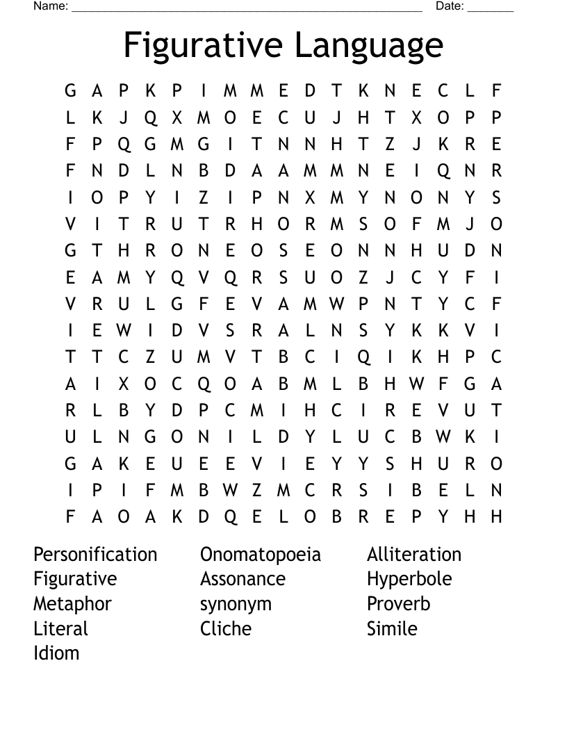 Figurative Language Word Search