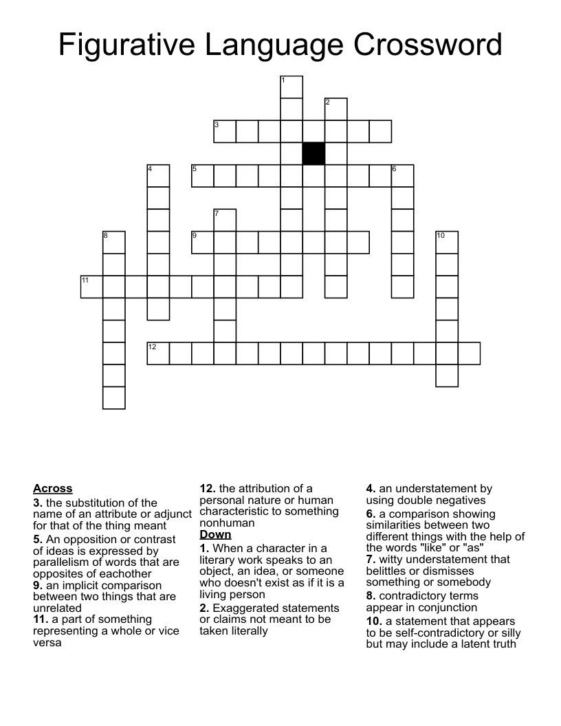 Figurative Language Crossword