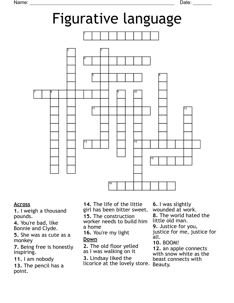 Figurative language Crossword
