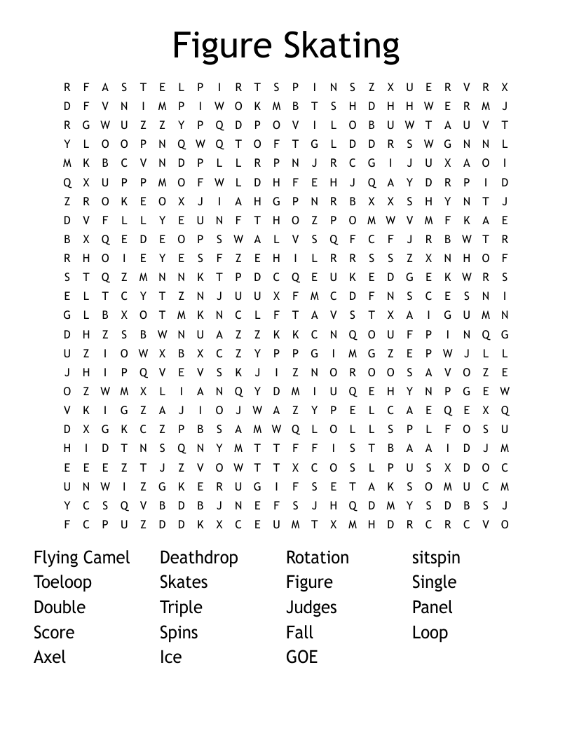 Figure Skating Word Search