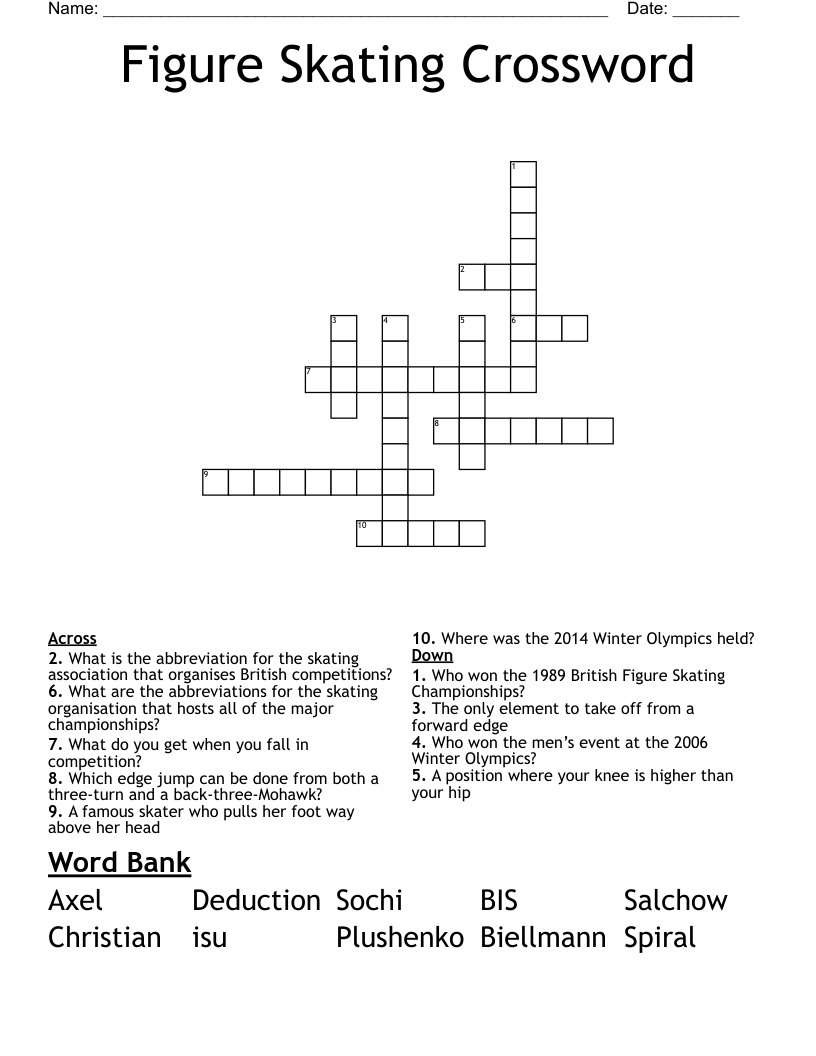 Figure Skating Crossword