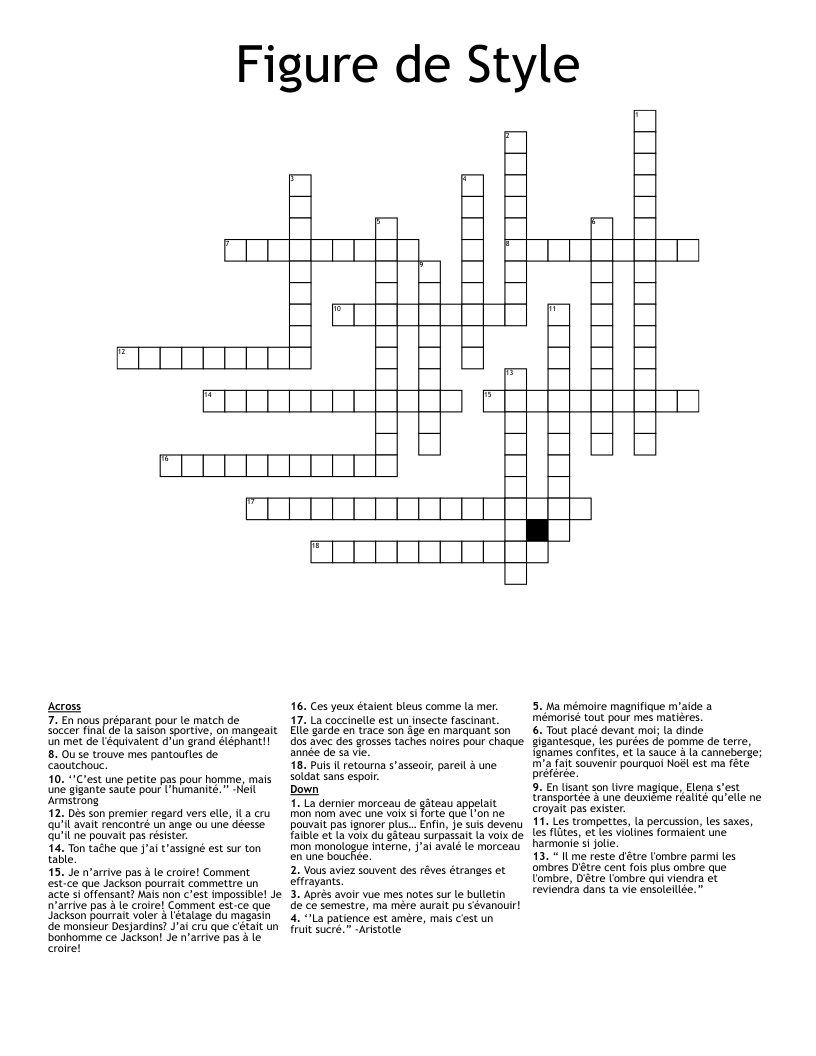Figure de Style Crossword
