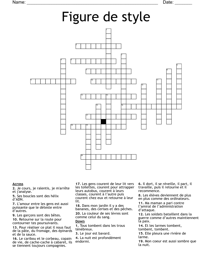 Figure de style Crossword