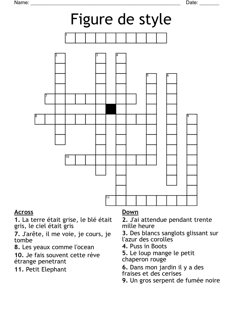 Figure de style Crossword