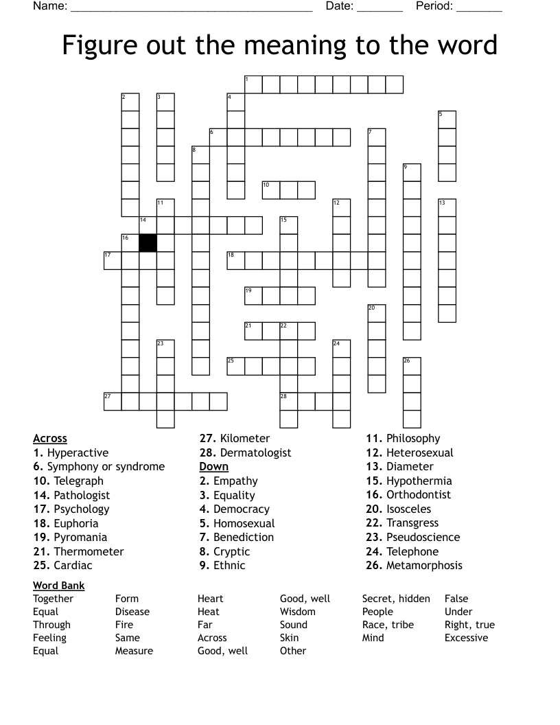 Figure out the meaning to the word  Crossword