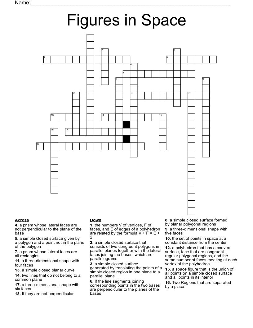 Figures in Space Crossword