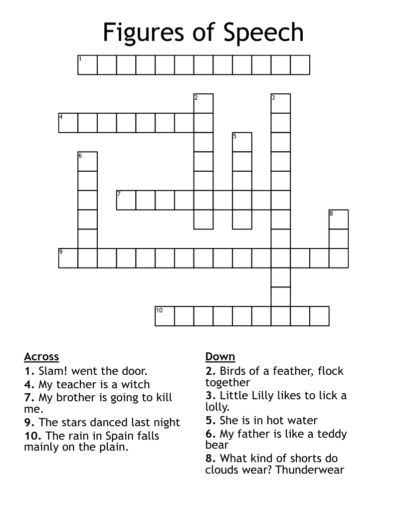 Figures of Speech Crossword