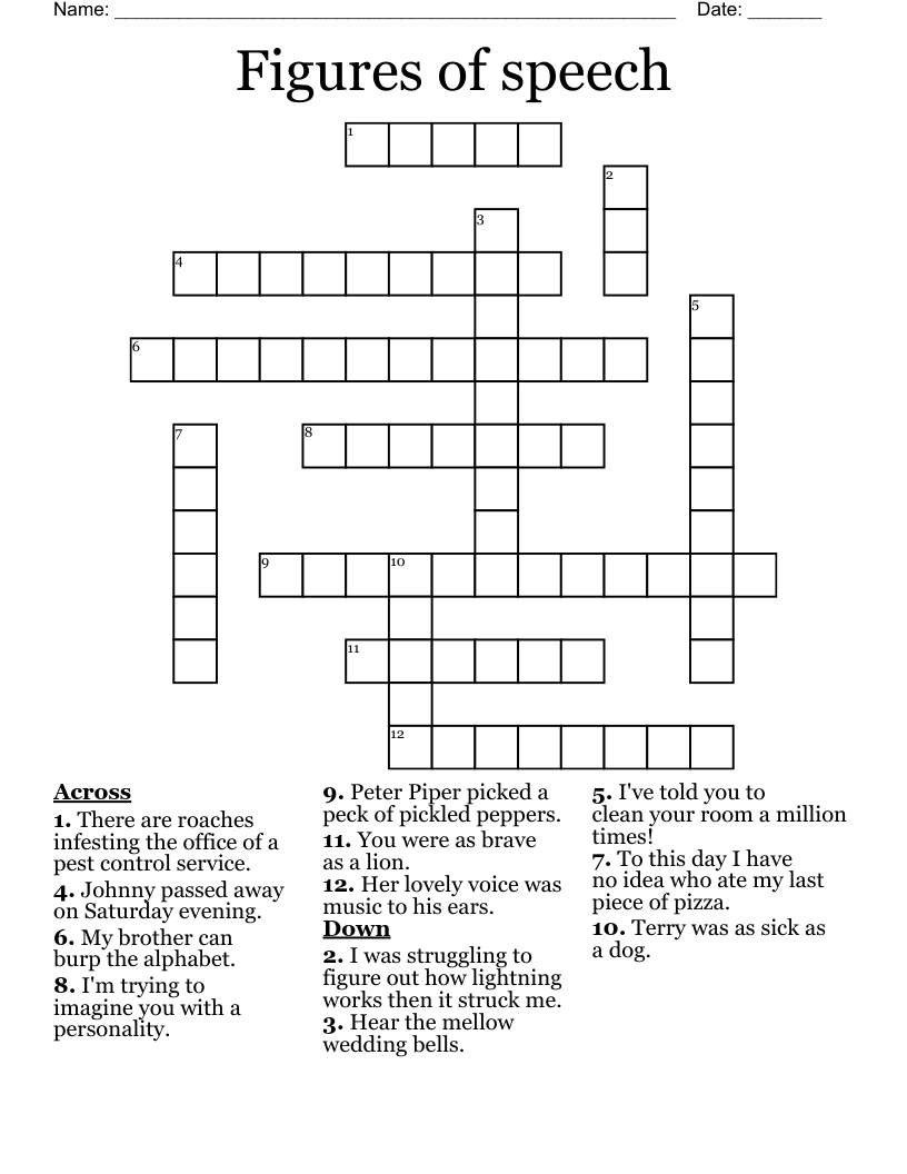 Figures of speech  Crossword