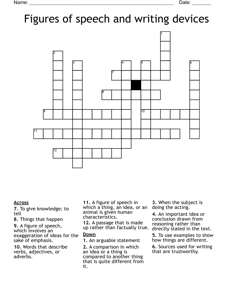 Figures of speech and writing devices Crossword