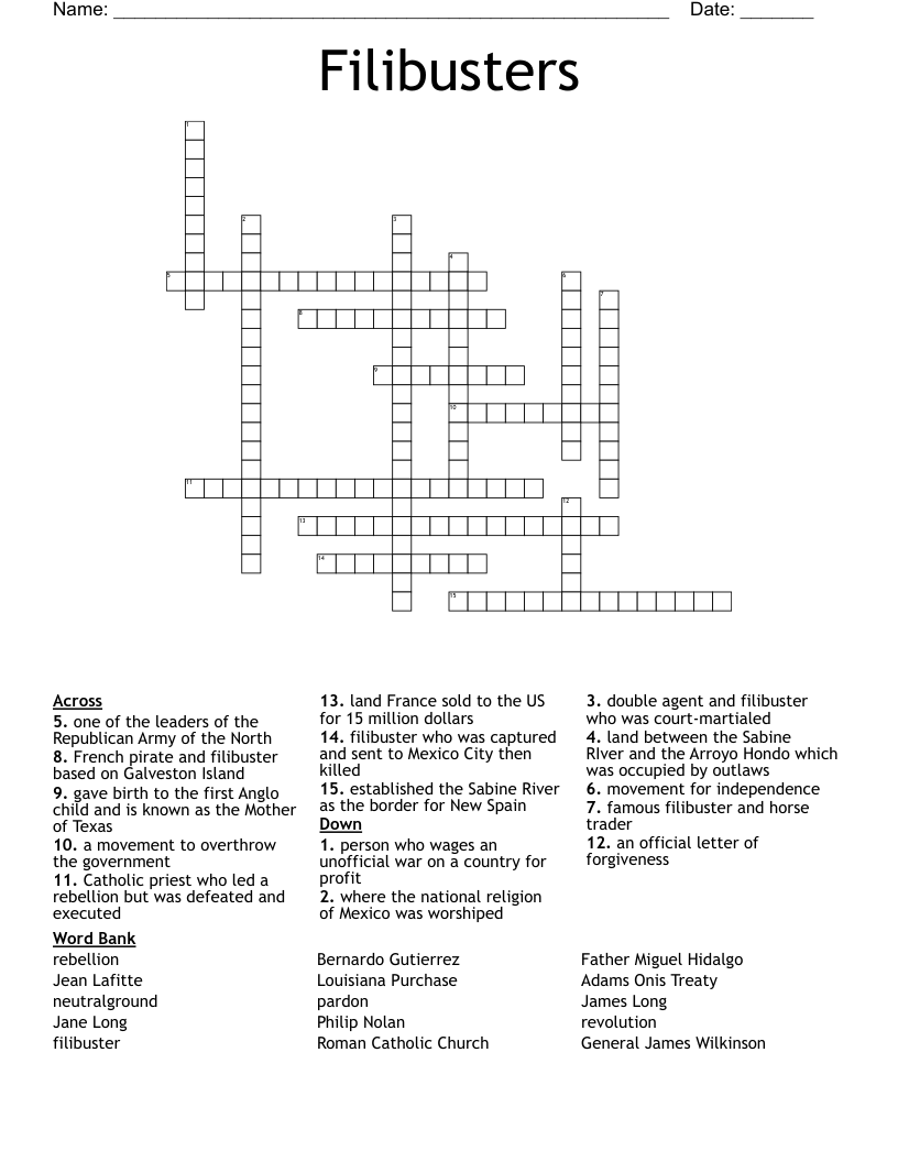 Filibusters Crossword