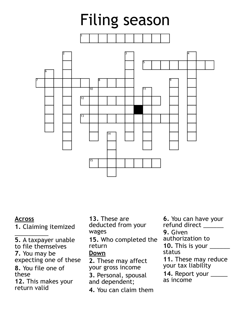 Filing season Crossword