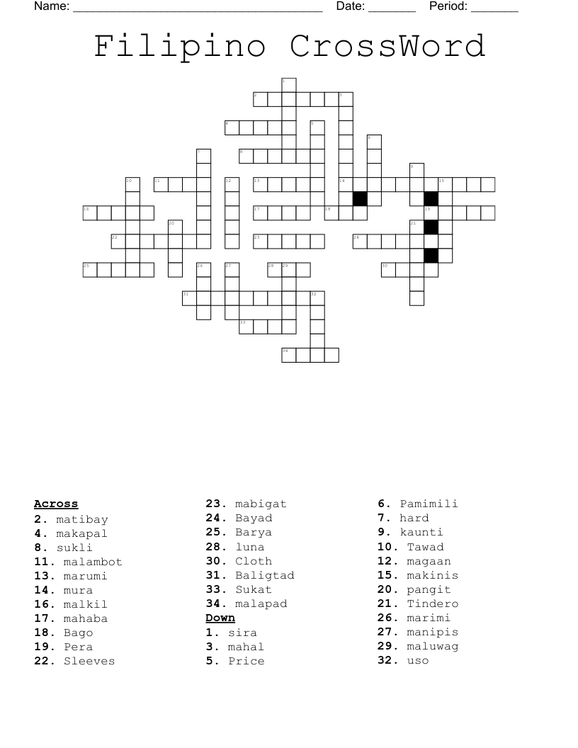 Filipino CrossWord