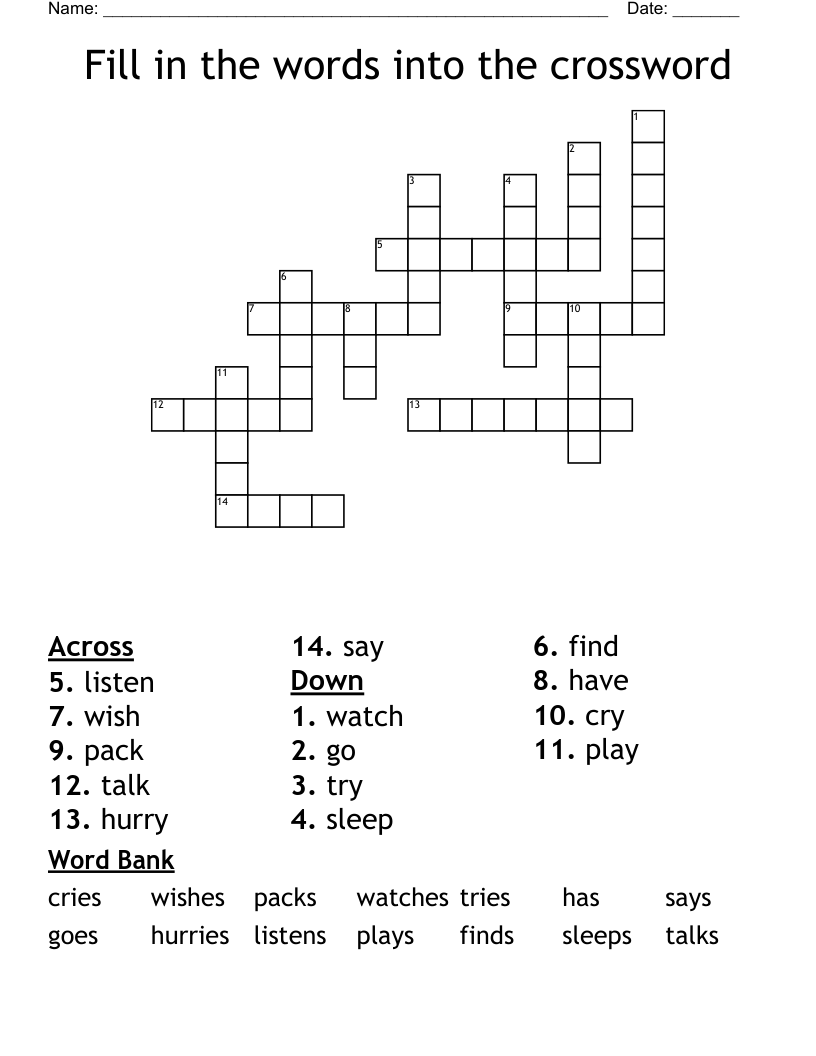 Fill in the words into the crossword