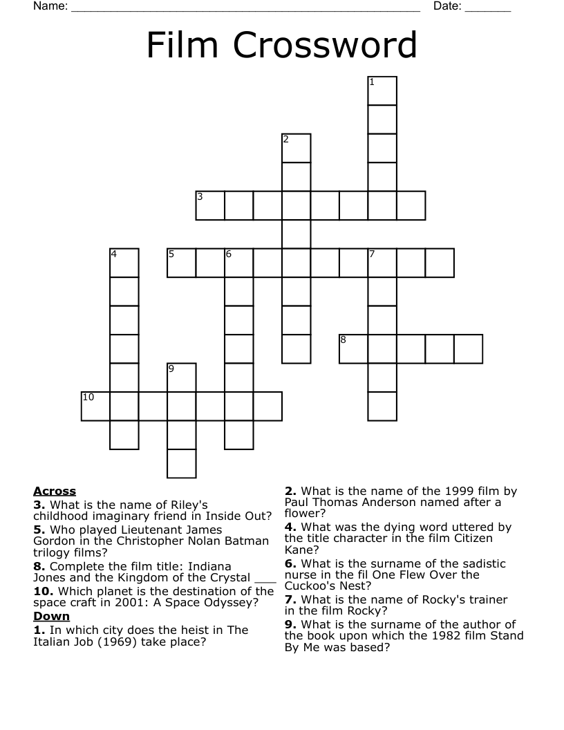 Film Crossword