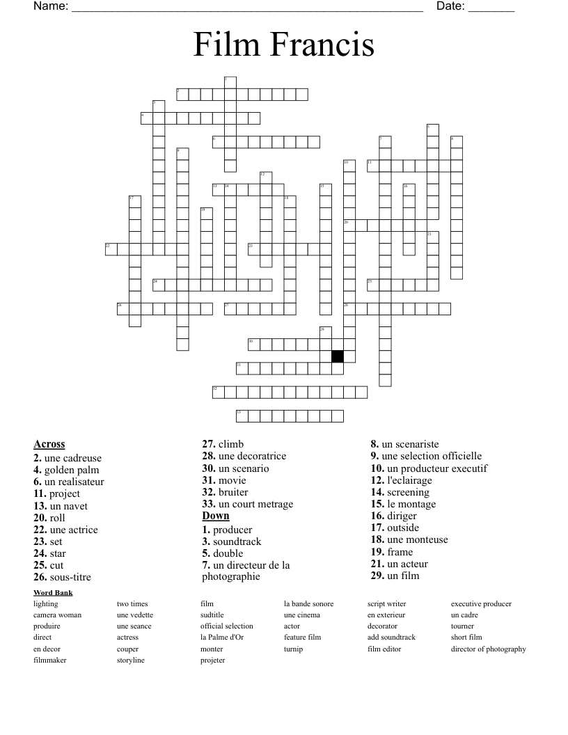Film Francis Crossword