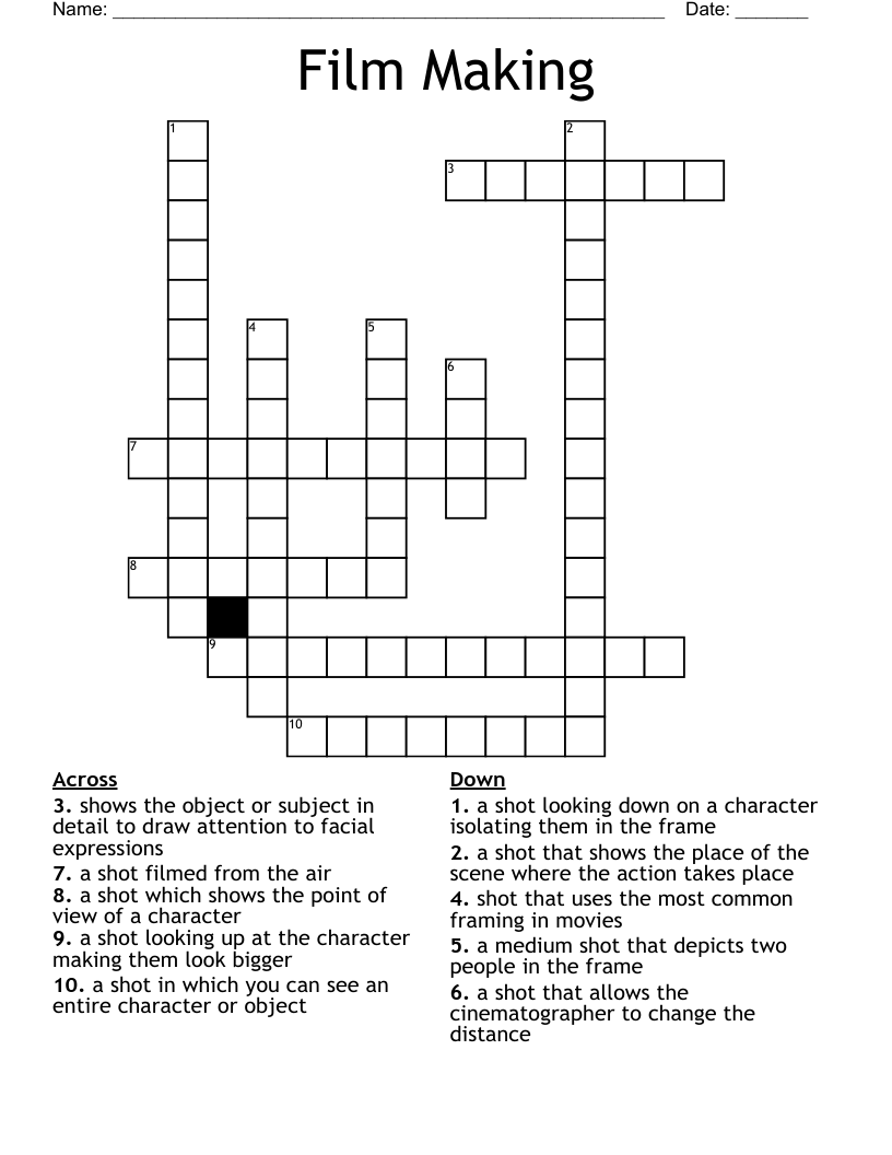 Film Making Crossword