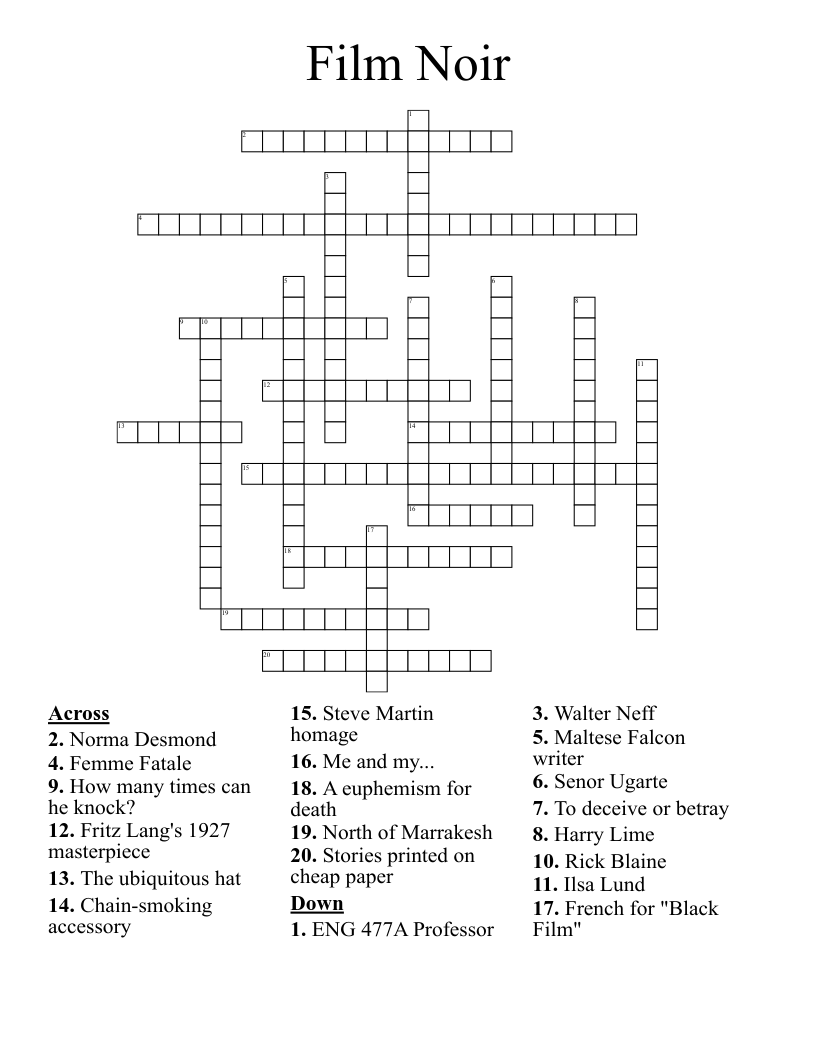 Film Noir Crossword