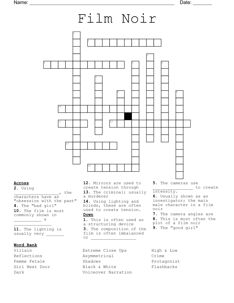 Film Noir Crossword