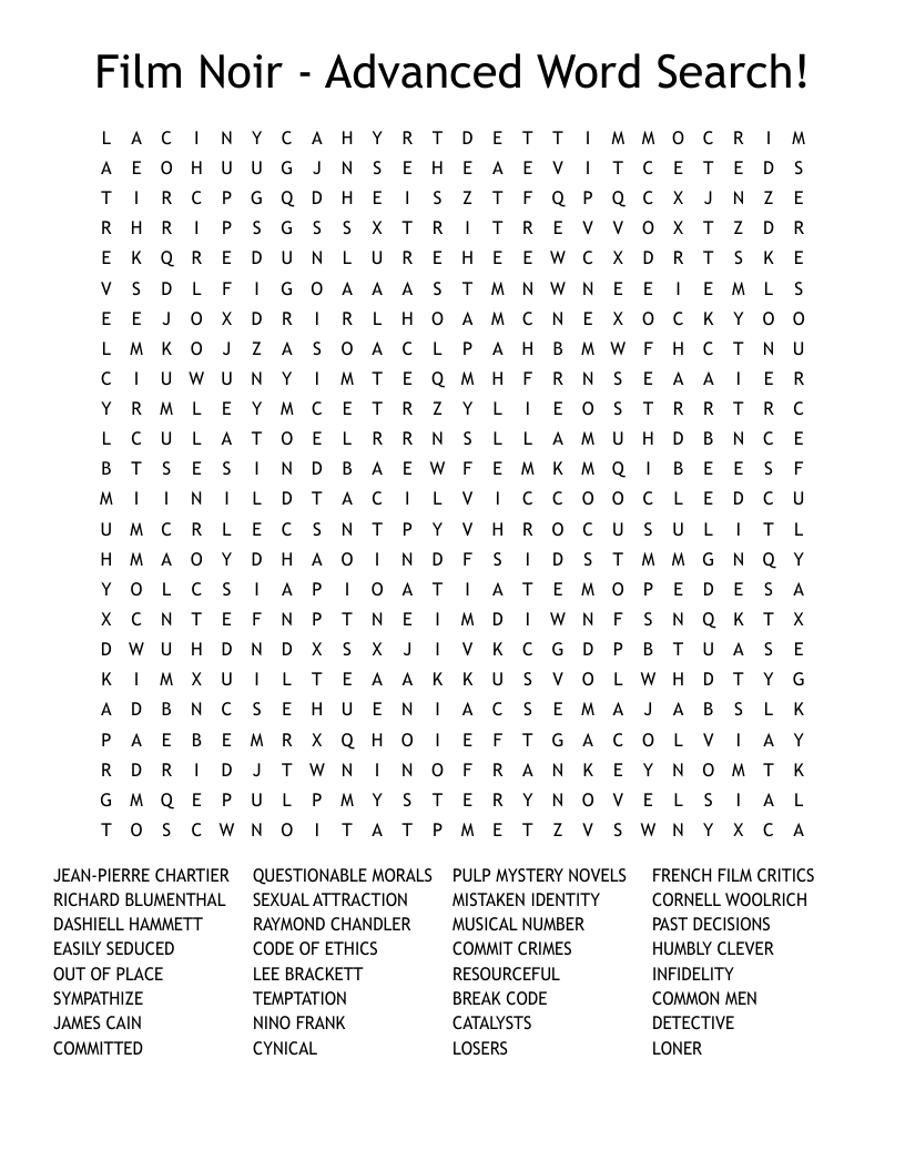 Film Noir - Advanced Word Search!