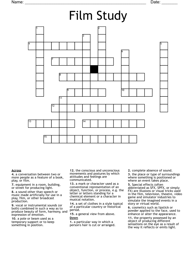 Film Study Crossword