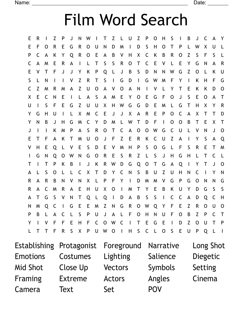 Film Word Search