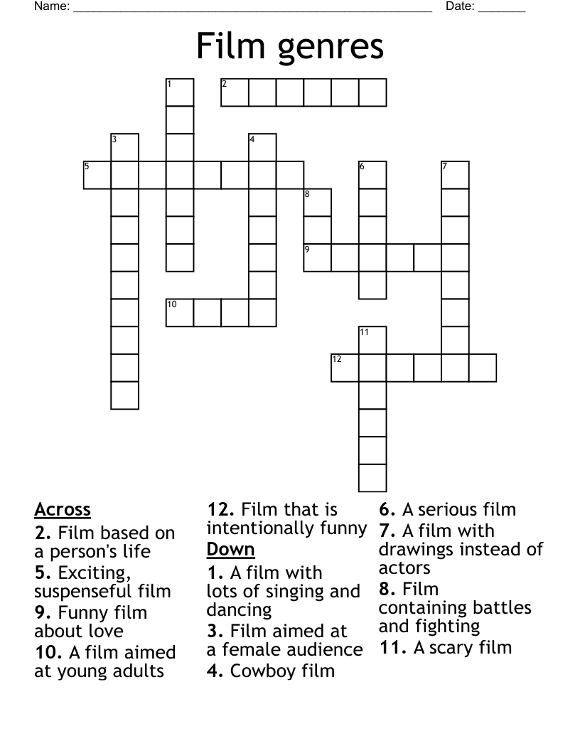 Film genres Crossword