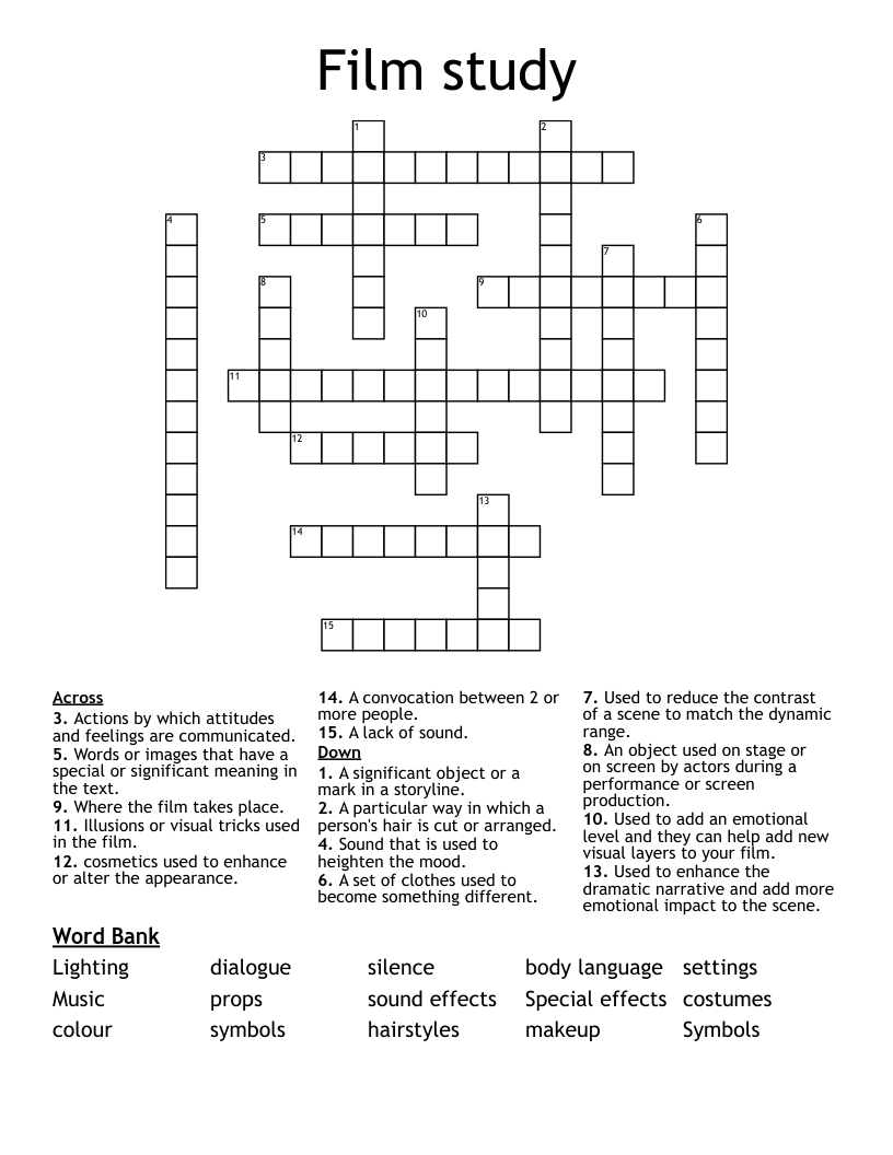 Film study Crossword