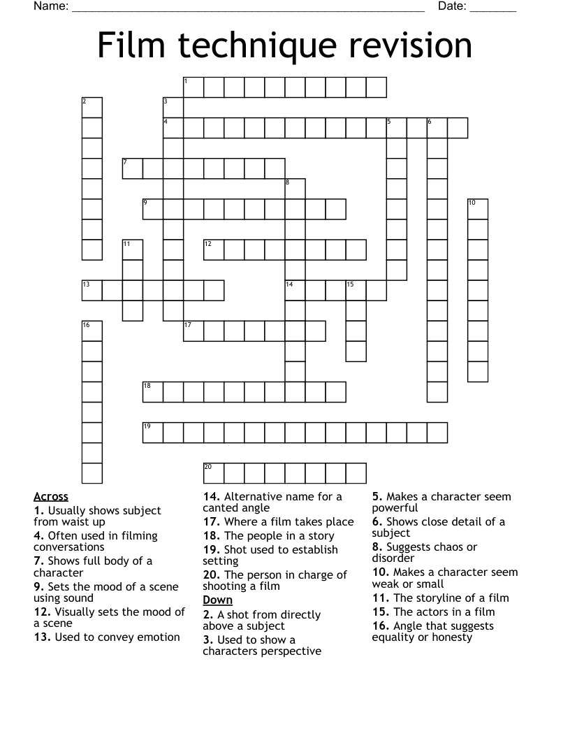 Film technique revision Crossword