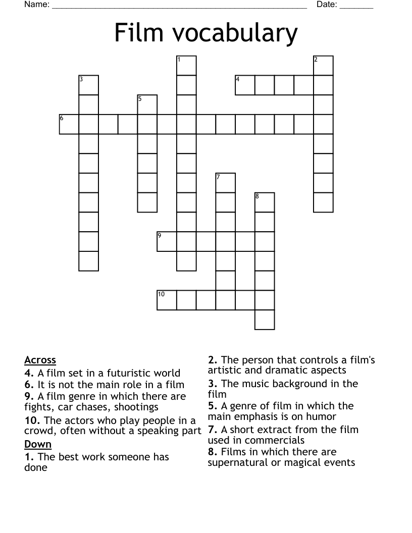 Film vocabulary Crossword