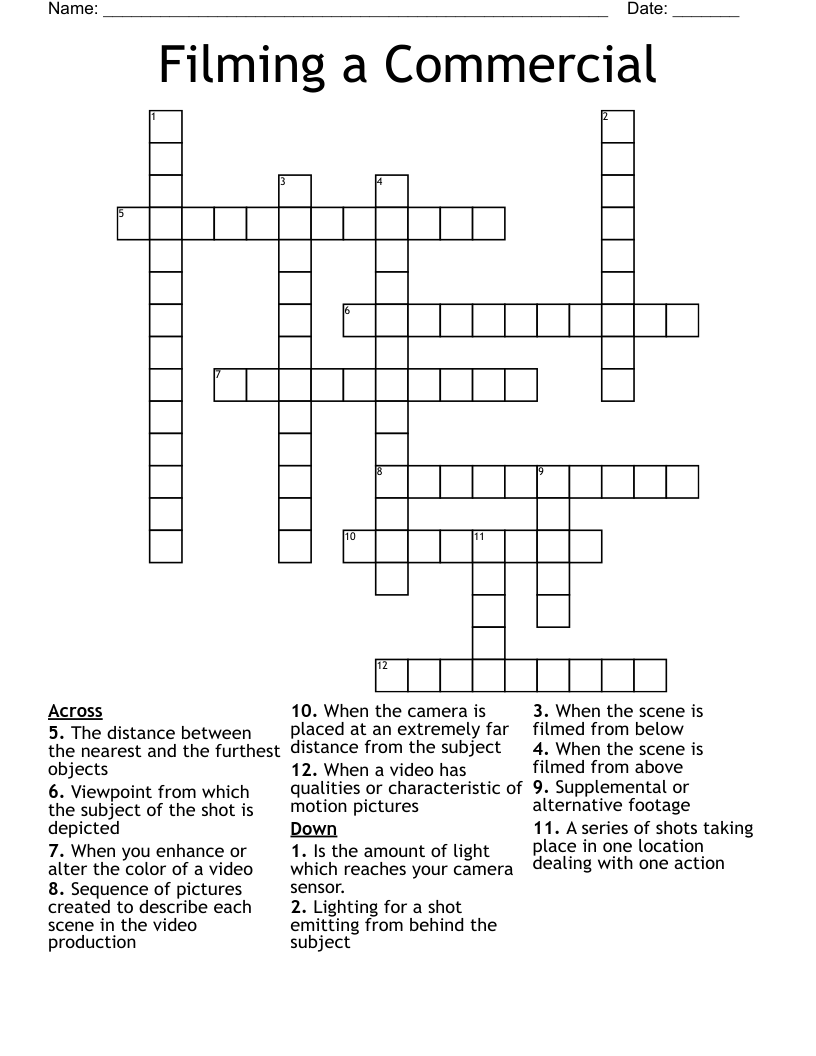 Filming a Commercial Crossword