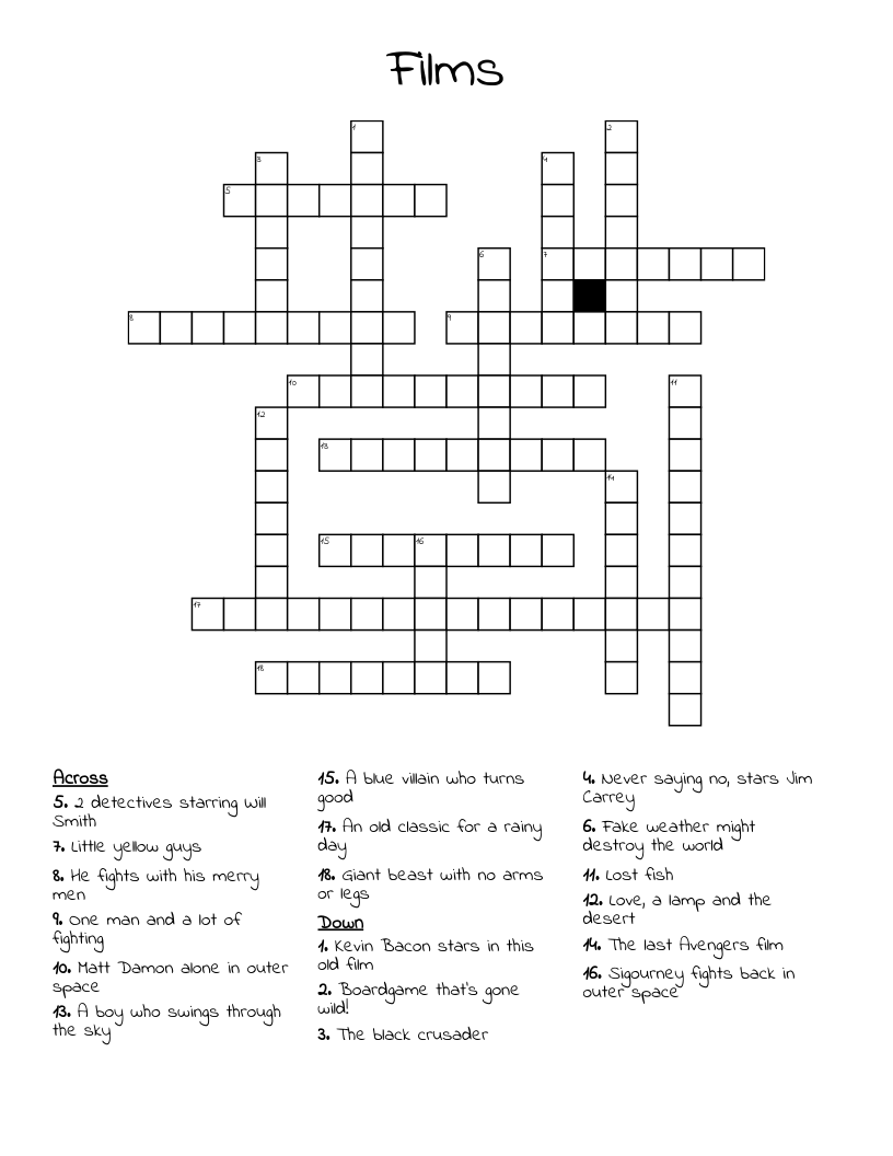 Films Crossword