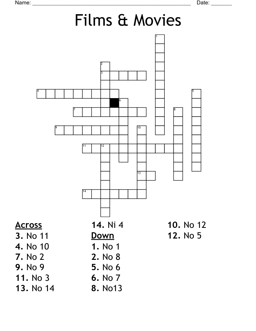 Films & Movies Crossword