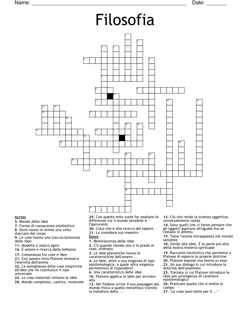 Filosofia Crossword
