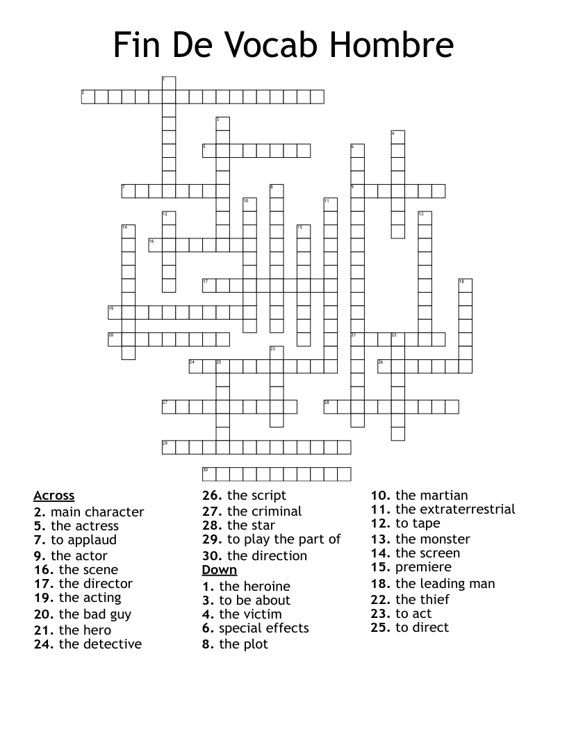 Fin De Vocab Hombre Crossword
