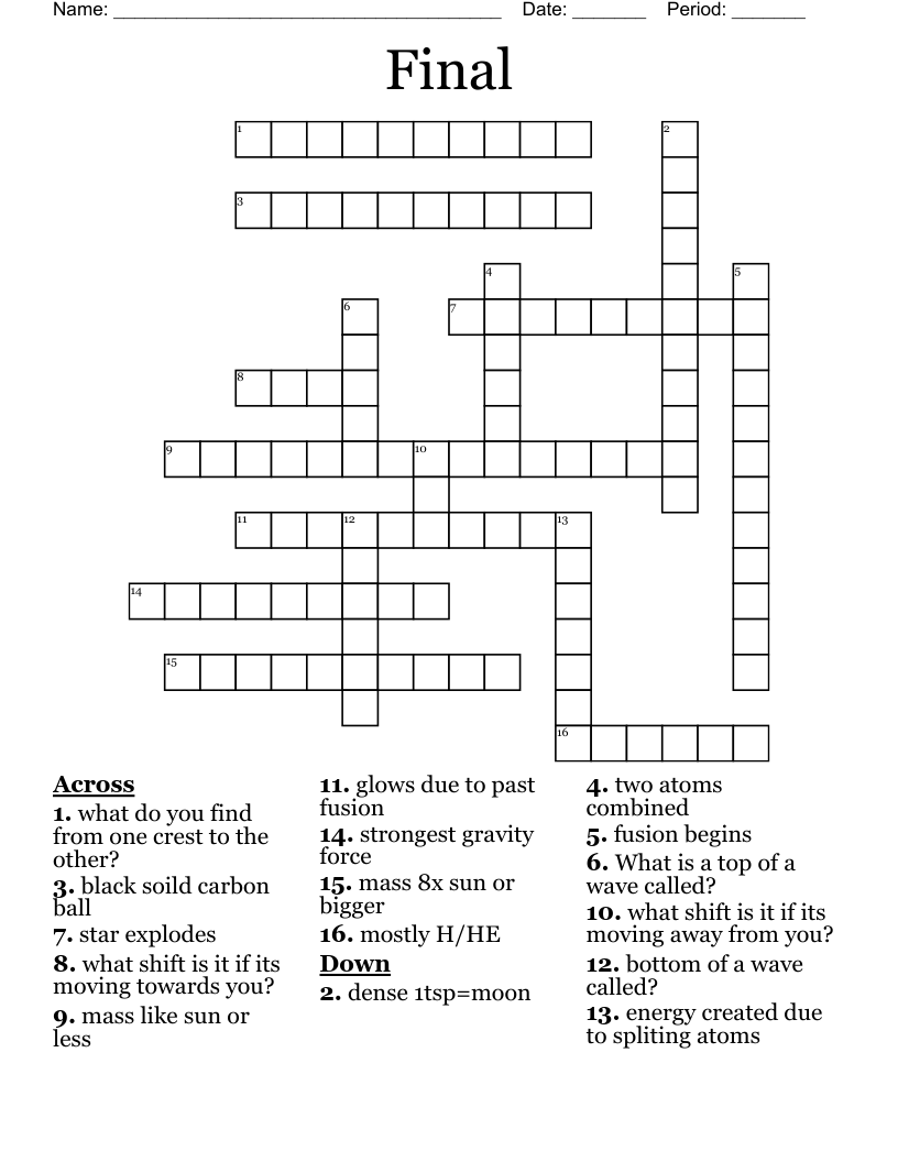 Final Crossword