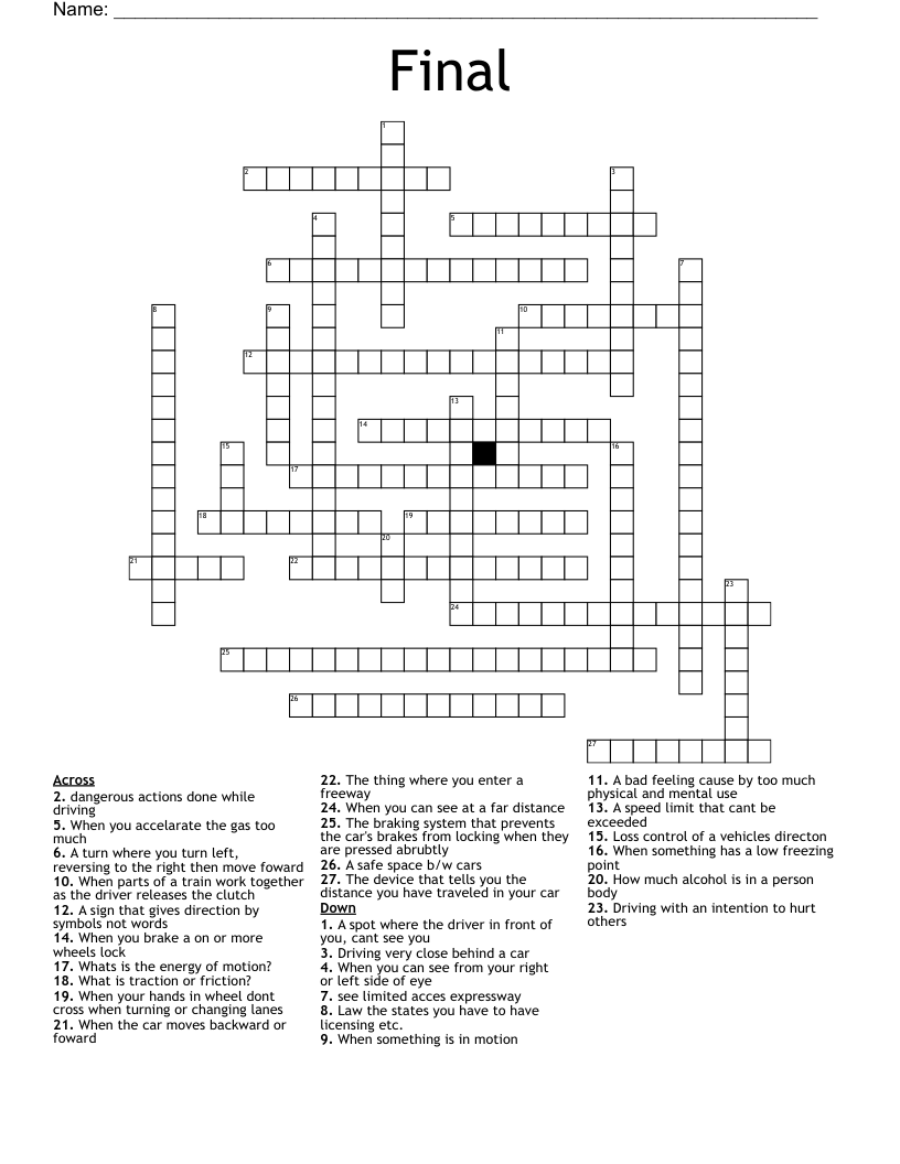 Final Crossword