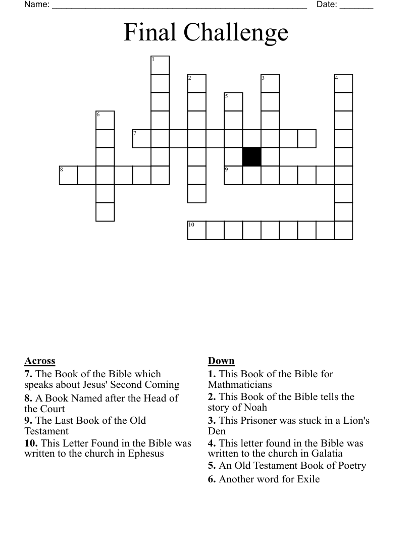 Final Challenge Crossword