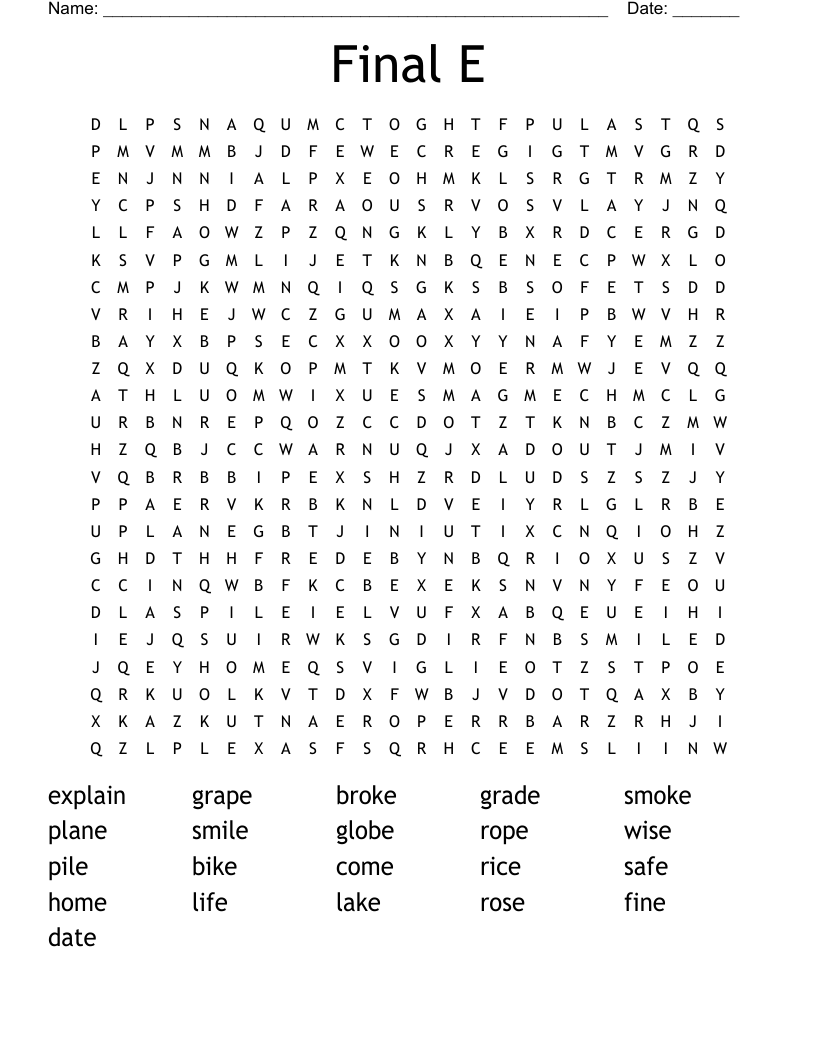Final E Word Search