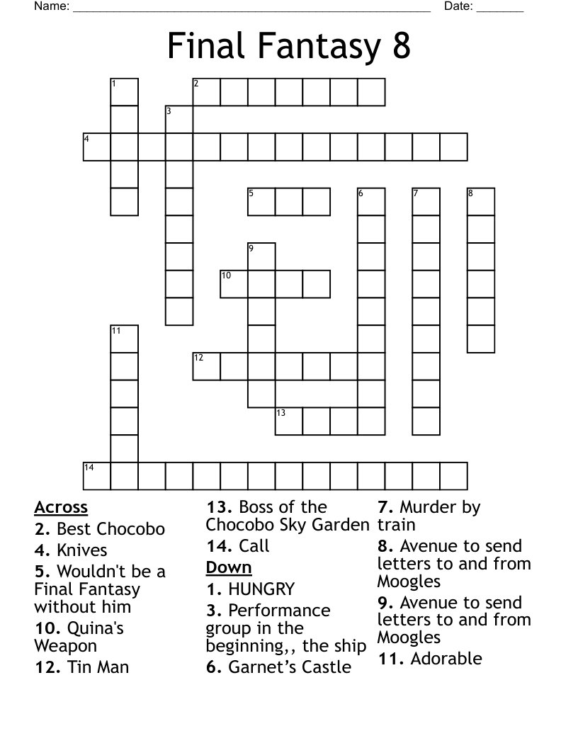 Final Fantasy 8 Crossword