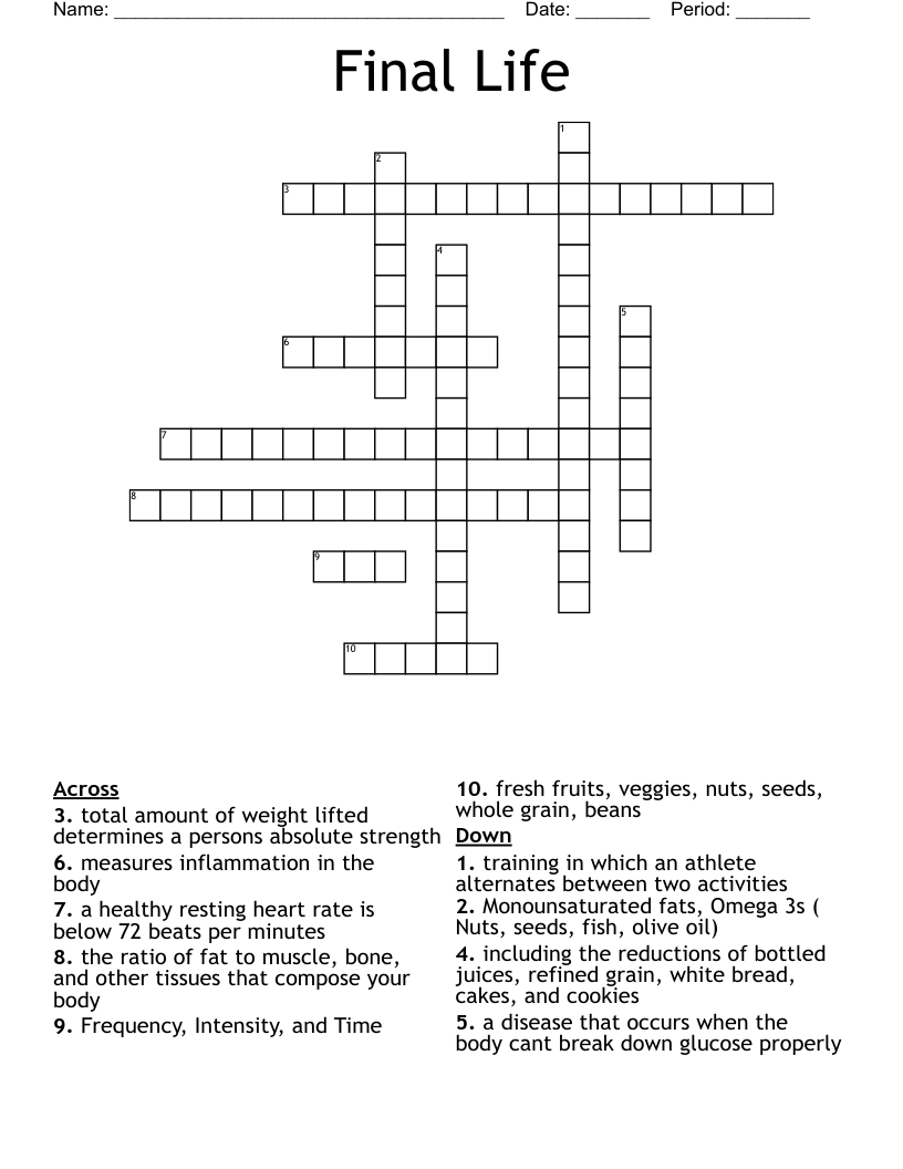 Final Life  Crossword