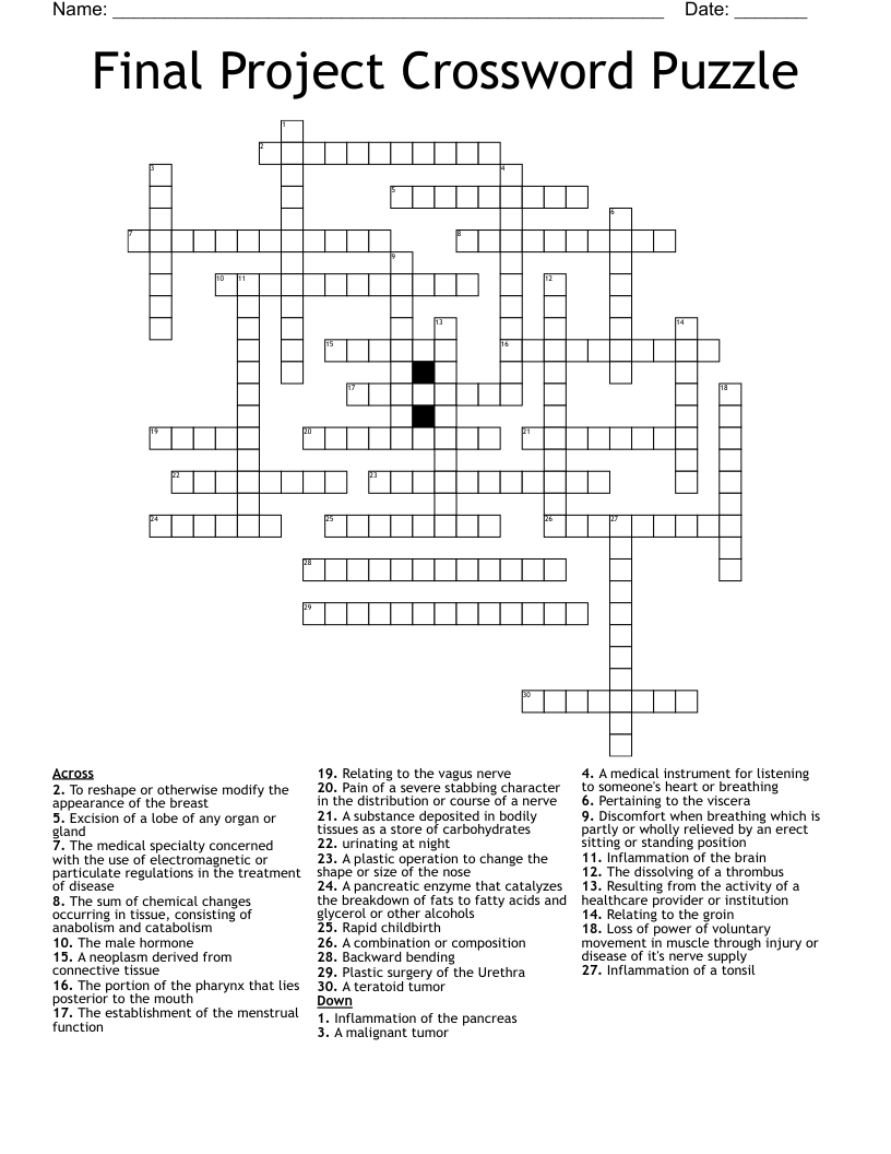 Final Project Crossword Puzzle
