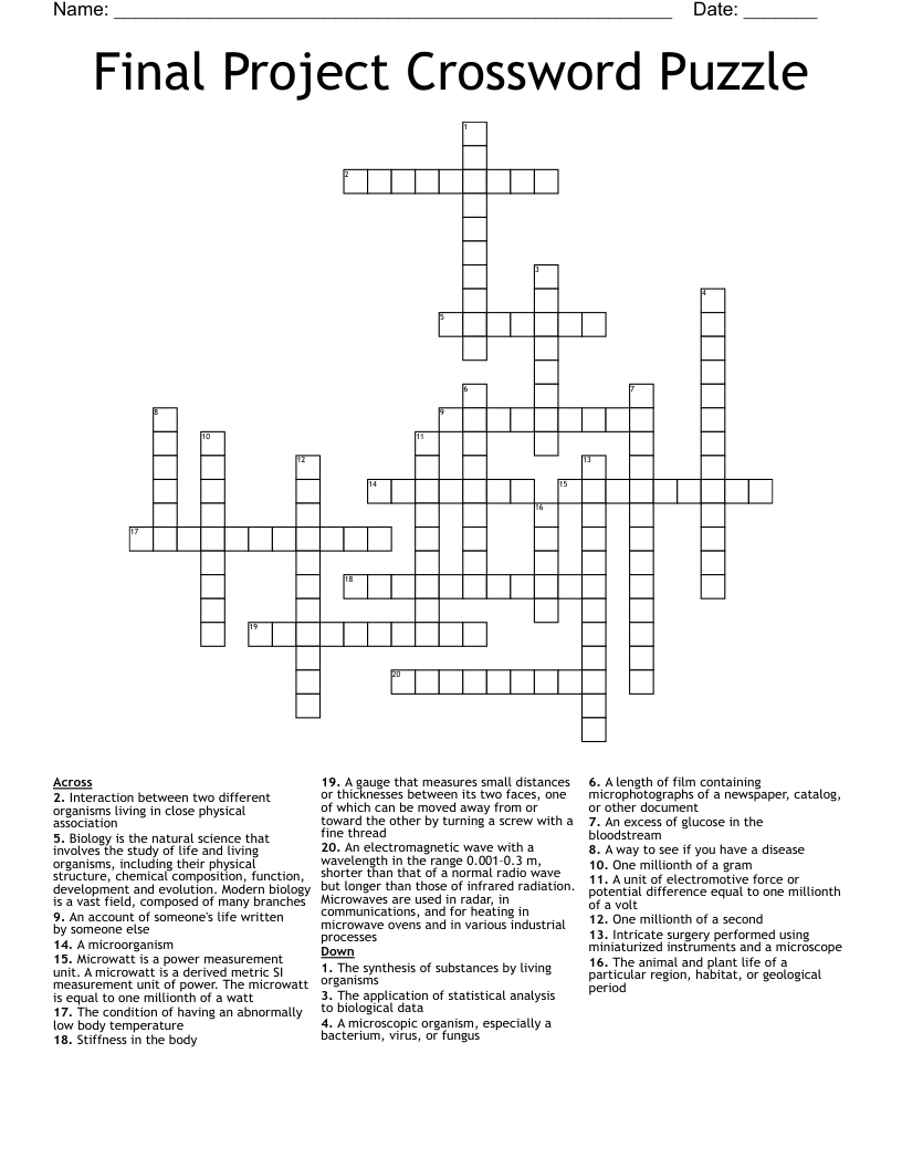 Final Project Crossword Puzzle